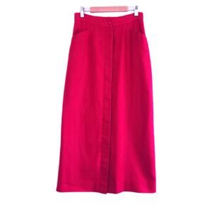 Vintage Midi Red Skirt Button Front S